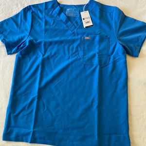 Figs Capri Blue Scrub Top